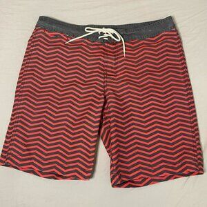 Men’s Converse Swim Shorts Trunks Bathing Suit Stripes Gray Orange Size 34